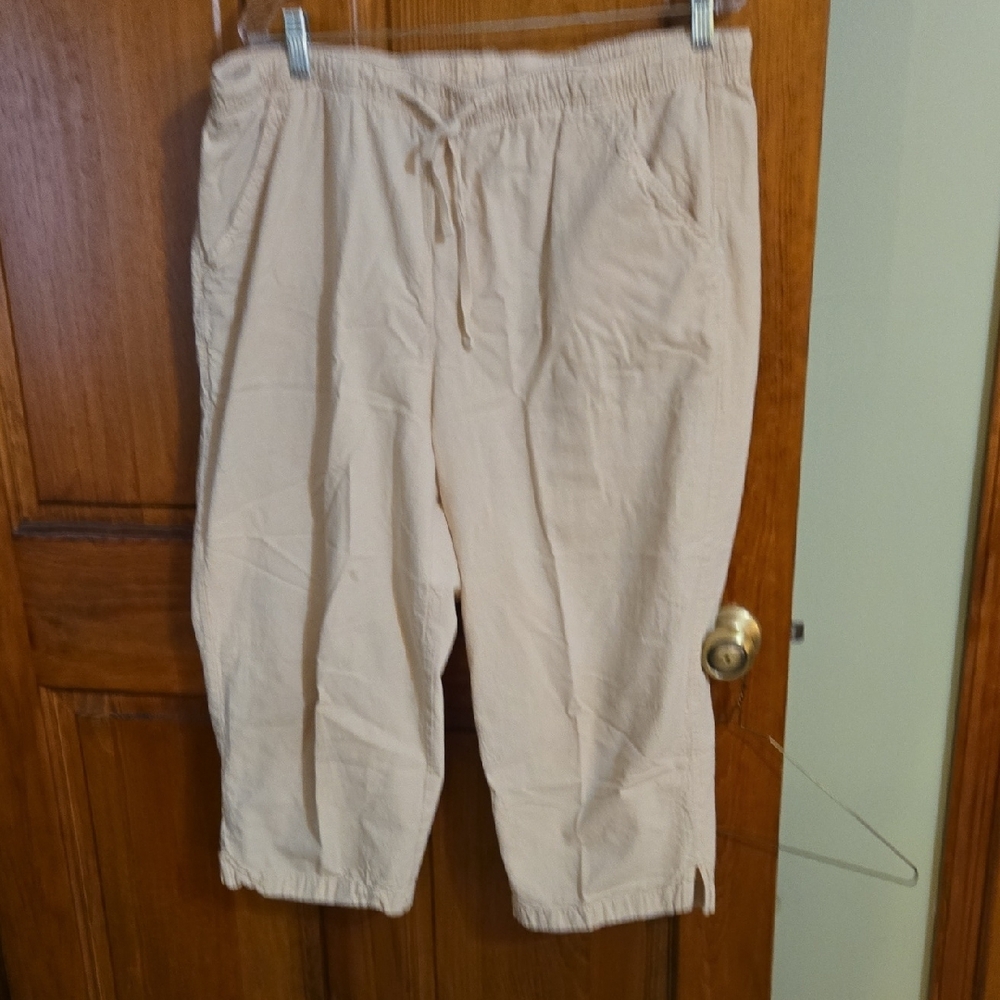 Classic Elements Women's Casual Beige Drawstring Crop Pants